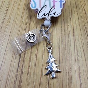 Tree Badge Reel Charm | Christmas Zipper Charm | Planner Charm | Badge Buddy Charm | Cute Badge Holder Charm | Stitch Marker | Lanyard Charm