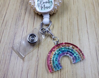 Rainbow Badge Reel Charm | Zipper Charm | Planner Charm | LGBTQ Badge Buddy Charm | Cute Badge Holder Charm | Stitch Marker | Lanyard Charm