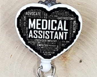 Medical Assistant Badge Reel | MA Retractable Badge Reel | Hospital ID Badge Holder | Healthcare Name Clip | Medical Assistant Life ID Clip