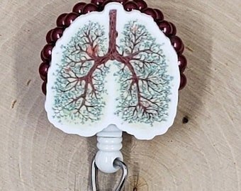 Lungs Badge Reel | Respiratory Therapist Retractable Badge Reel | Pulmonologist Badge Reel | RT RRT ID Holder | Pulmonary Lung Badge Reel