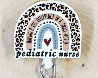 Pediatric Nurse Badge Reel | RN Retractable Badge Reel | Nursing ID Holder | PICU Badge Reel | Baby Badge Pull | Pediatrician Name Clip