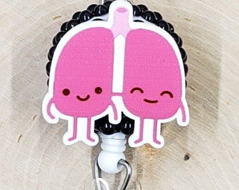 Lungs Badge Reel | Respiratory Therapist Retractable Badge Reel | Pulmonologist Badge Reel | RT RRT ID Holder | Pulmonary Lung Badge Reel