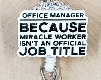 Office Manager Badge Reel | Management Retractable Badge Reel | Supervisor ID Holder | Business Manager Admin Badge Reel | Funny Badge Reel