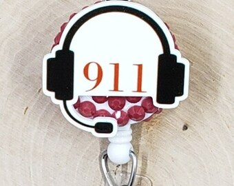911 Badge Reel | Dispatcher Retractable Badge Reel | Emergency Police Dispatch ID Holder | Firehouse Badge Reel | First Responder Lanyard