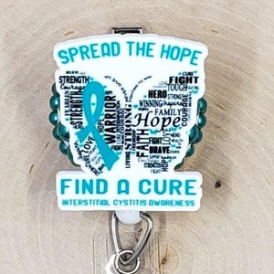 Interstitial Cystitis Awareness Badge Reel | BPS Awareness Badge Reel | Urology Nurse ID Holder | IC Badge Reel | Teal Ribbon Badge Reel