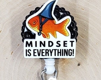 Mindset is Everything Badge Reel | Mental Health Badge Reel | Inspirational ID Holder | Medical Positivity Retractable Clip | Teacher Clip