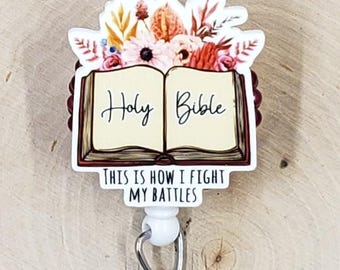 Holy Bible Badge Reel | Christian Retractable Badge Reel | Religious ID Holder | Religion Badge Reel | Pastor Faith Church Badge Reel