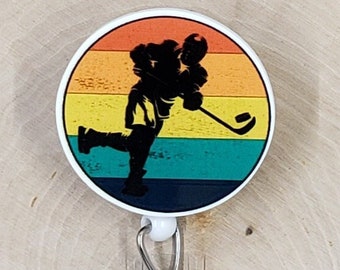 Hockey Badge Reel | Sports Coach Retractable Badge Reel | Coaching Staff ID Holder | Hockey Mom Life | School Gym Teacher Name Clip