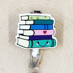 Book Badge Reel | Library Badge Reel | Reading Badge Holder | Read Gift | Teacher Gift | Librarian Badge Reel | Books Retractable Badge Reel