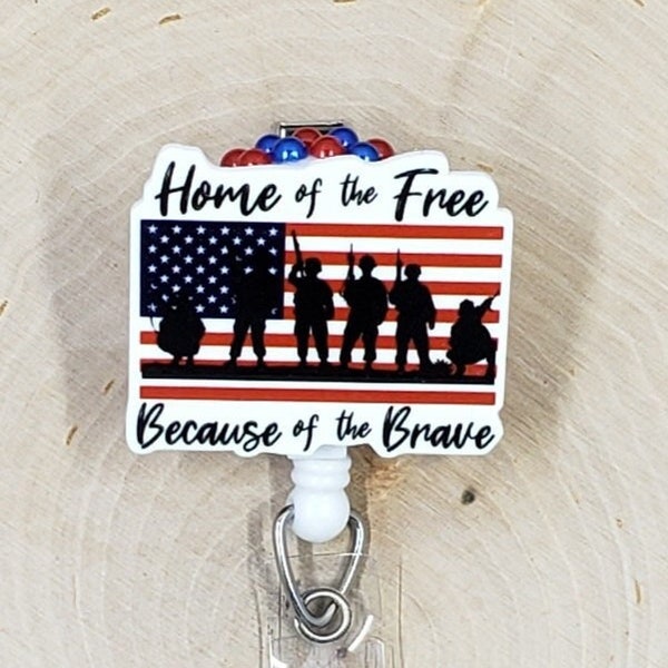 Home of the Free Badge Reel | USA Badge Reel | Flag Badge Reel | Badge Holder | Patriotic Badge Reel | Badge Reel | Retractable Badge Reel