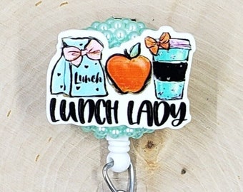 Lunch Lady Badge Reel | Cafeteria Badge Reel | Daycare Badge Reel | School Badge Reel | Badge Holder | Teacher Gift | Retractable Badge Reel