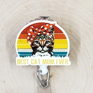Cat Mom Badge Reel | Veterinarian Badge Reel | Cat Badge Holder | Nurse Gift | Vet Tech Gift | Badge Reel | Vet Tech Retractable Badge Reel
