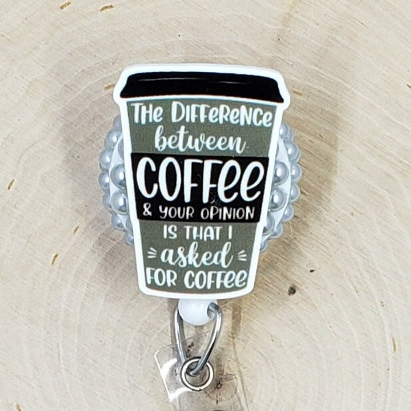 Coffee Badge Reel | Coffee Tumbler Badge Reel | Funny Badge Holder | Nurse Gift | Teacher Gift | Barista Badge Reel | Retractable Badge Reel