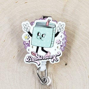 Book Badge Reel | Library Badge Reel | Reading Badge Holder | Read Gift | Teacher Gift | Librarian Badge Reel | Books Retractable Badge Reel