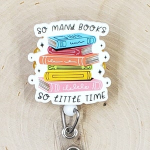 Book Badge Reel | Library Badge Reel | Reading Badge Holder | Read Gift | Teacher Gift | Librarian Badge Reel | Books Retractable Badge Reel