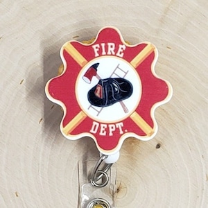 Fire Dept Badge Reel | Fireman Badge Reel | Law Enforcement Badge Holder | Nurse Gift | Fire Badge Reel | Rescue Retractable Badge Reel