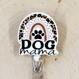 Dog Mama Badge Reel | Veterinarian Badge Reel | Dog Badge Holder | Nurse Gift | Vet Tech Gift | Pawprint Badge Reel | Retractable Badge Reel