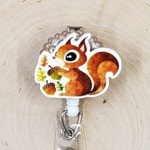 Squirrel Badge Reel | Veterinarian Vet Tech Badge Reel | Cute Badge Holder | Nurse Gift | Animal Badge Reel | Acorn Retractable Badge Reel