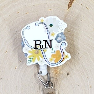 RN Badge Reel | Nurse Badge Reel | Hospital Badge Reel | Badge Holder | RN Nurse Gift | Stethoscope Badge Reel | Retractable Badge Reel