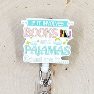 Book Badge Reel | Library Badge Reel | Reading Badge Holder | Read Gift | Teacher Gift | Librarian Badge Reel | Books Retractable Badge Reel