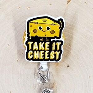 Cheese Badge Reel | Sarcastic Badge Reel | Funny Badge Holder | Nurse Gift | Teacher Gift | Food Badge Reel | Humor Retractable Badge Reel