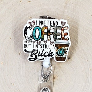 Coffee Badge Reel | Humor Badge Reel | Caffeine Badge Holder | Nurse Gift | Tech Gift | Barista Badge Reel | Sarcasm Retractable Badge Reel