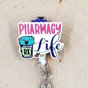 Pharmacy Life Badge Reel | Rx Badge Reel | Pharmacy Badge Reel | Healthcare Badge Holder | Nurse Gift | Medicine Retractable Badge Reel
