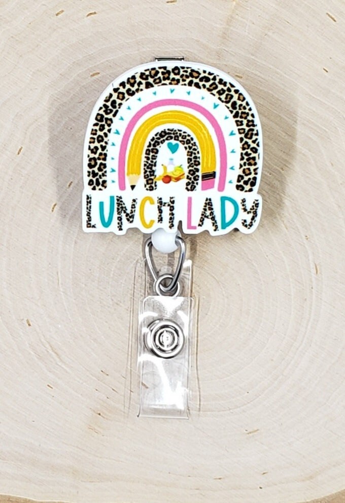 Lunch Lady Badge Reel | Cafeteria Badge Reel | Daycare Badge Reel | School Badge Reel | Badge Holder | Teacher Gift | Retractable Badge Reel
