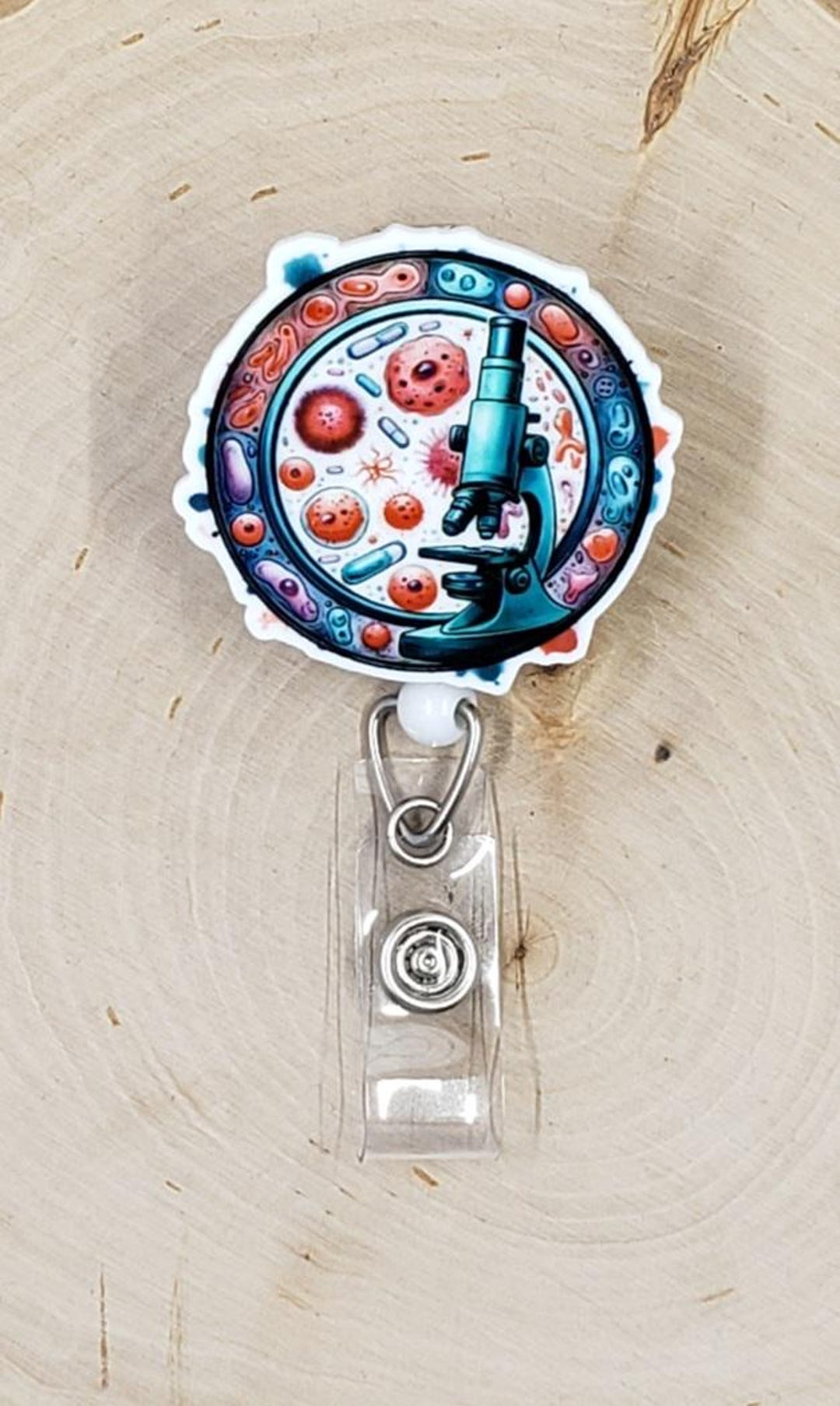 Microscope Badge Reel | Science Badge Reel | Germ Culture Badge Holder ...