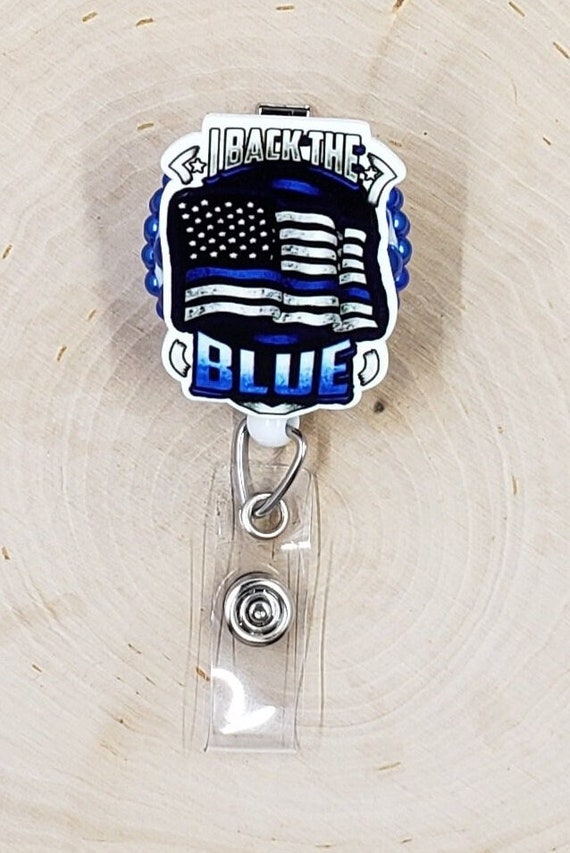 Back the Blue Badge Reel | Police Badge Reel | Law Enforcement Badge Holder  | Nurse Gift | Badge Reel | Medical Retractable Badge Reel