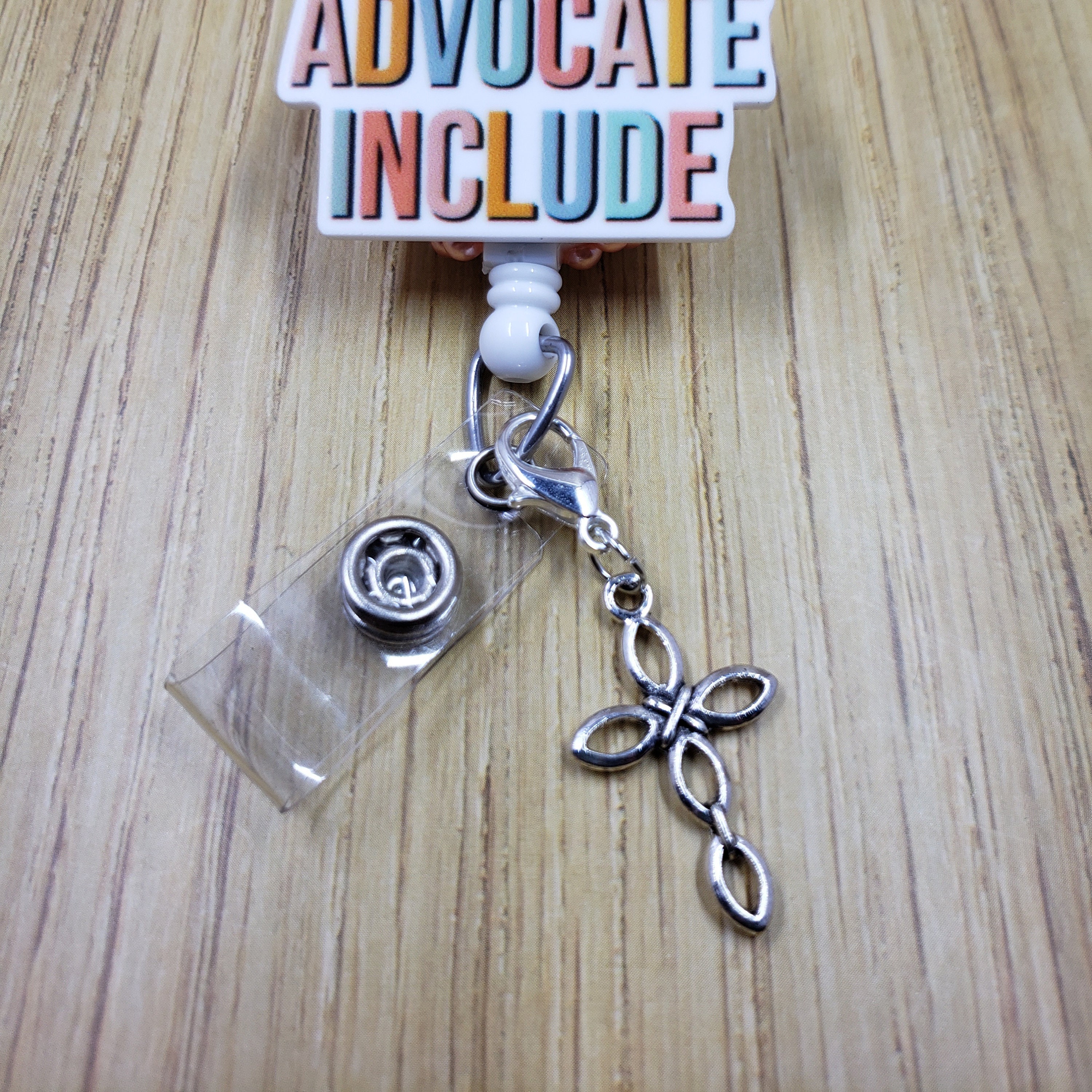 Cross Badge Reel Charm | Zipper Charm | Planner Charm | Church Badge Buddy Charm | Cute Badge Holder Charm | Stitch Marker | Lanyard Charm