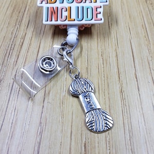 Yarn Badge Reel Charm | Zipper Charm | Planner Charm | Craft Badge Buddy Charm | Cute Badge Holder Charm | Stitch Marker | Lanyard Charm