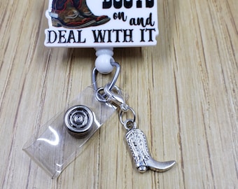 Cowboy Boot Badge Reel Charm | Zipper Charm | Planner Charm | Badge Buddy Charm | Cute Badge Holder Charm | Stitch Marker | Lanyard Charm