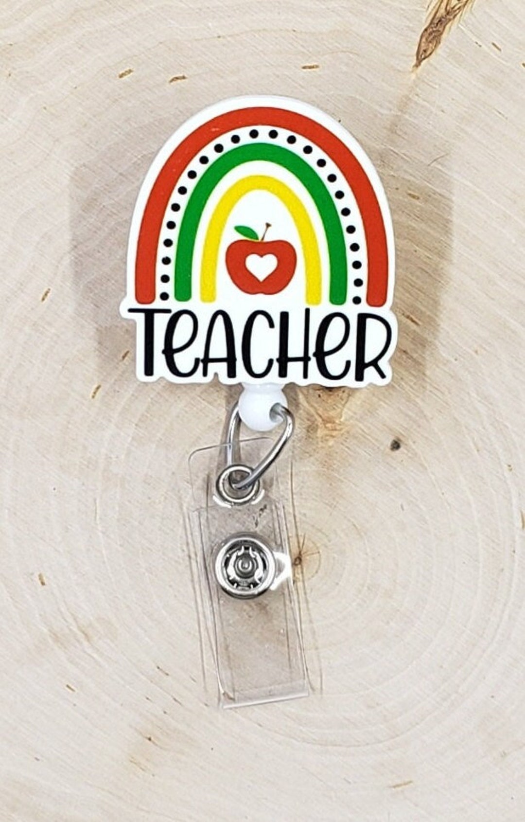 Teacher Badge Reel Rainbow Badge Reel Apple Badge Reel Badge Holder Teacher  Gift Educator Badge Reel Retractable Badge Reel 