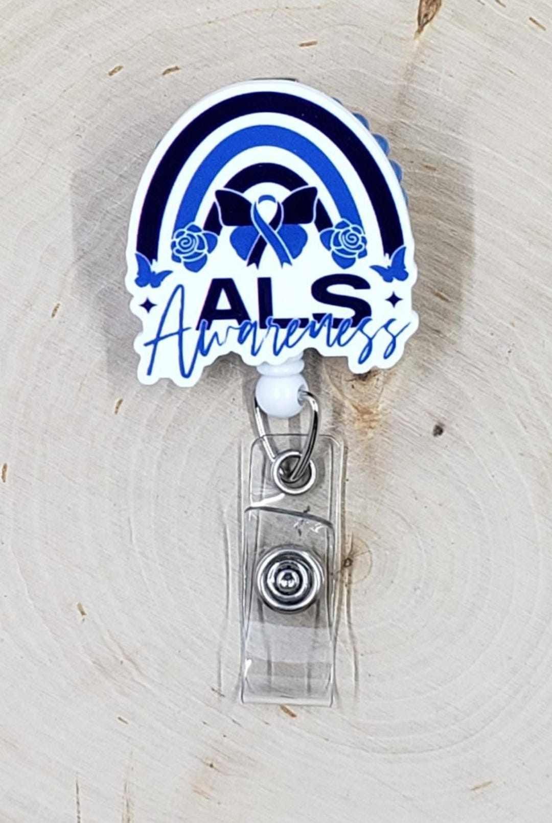 ALS Awareness Badge Reel | Blue Ribbon Retractable Badge Reel | Lou ...