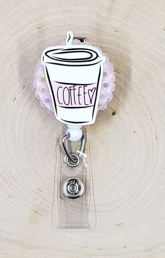 Coffee Badge Reel | Coffee Tumbler Badge Reel | Badge Holder | Nurse Gift |  Teacher Gift | Barista Badge Reel | Retractable Badge Reel