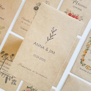 Sacchetti per semi personalizzabili - Semi da seminare, regalo per gli ospiti per matrimoni in campagna, unioni civili, feste. Dai, seminiamo la felicità - Kraft/Bianco