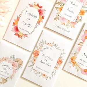 Bolsa de semillas personalizada - Tendencia para bodas 2025: cítricos rosa brillante y naranja - Semillas para sembrar como regalo para invitados - Baby Shower de boda, EVJF