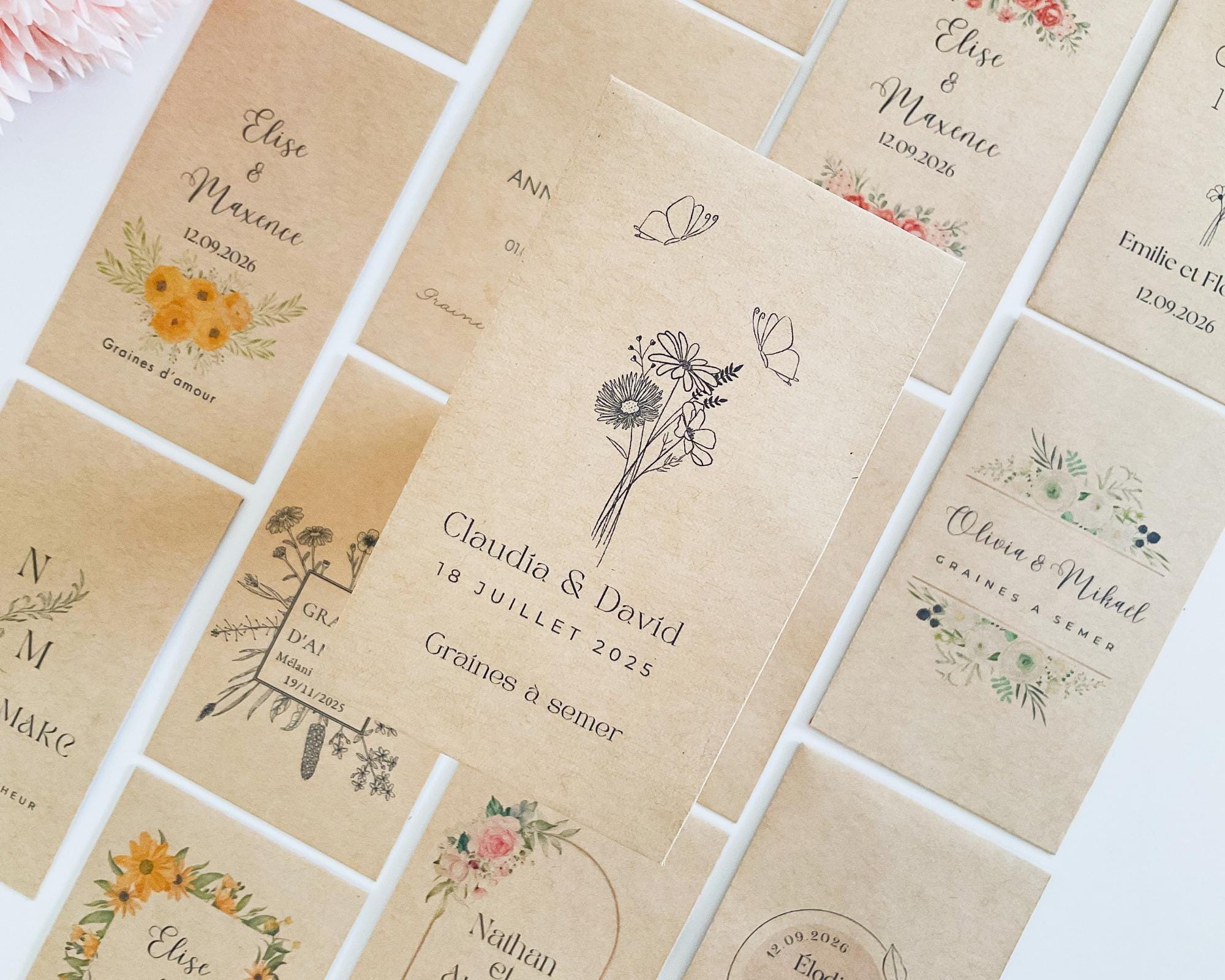 Sachet de graines personnalisé pour un mariage unique