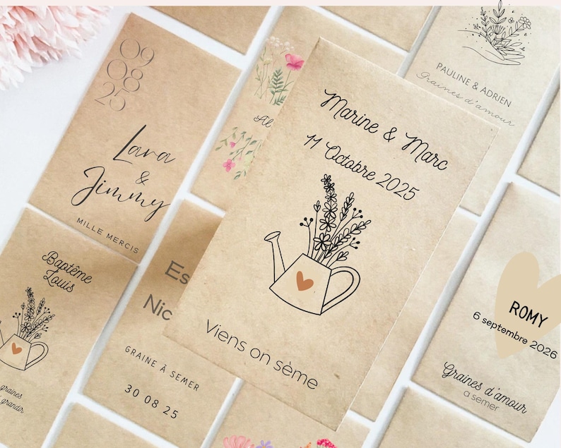 Sachets de graines personnalisés pour mariage écoresponsable