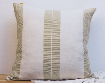 Lumi Living Double Sided Soft Cotton Knitted Throw Pillow Cover Thin Striped Lines (Matcha Green/Soft Black) 18x18