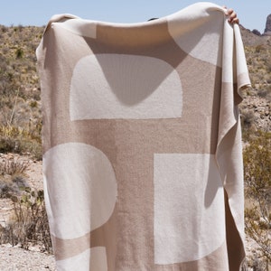 Lumi Living 100% Soft Cotton Modern Minimal Geometric Throw Blanket New Neutral/Cream Bild 1