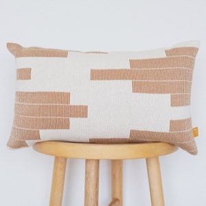 Lumi Living Soft Cotton Knitted Geometric Lumbar Throw Pillow Cover Three Colors Available Burnt Orange