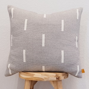 Lumi Living 100% Cotton Knitted Soft Modern Geometric Dash Lines Throw Pillow Cover 18x18 in black or rust (2 sizes available)