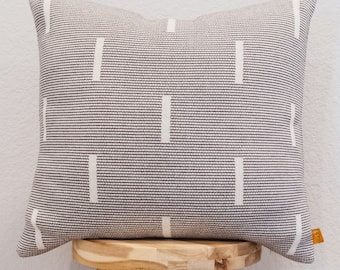 Lumi Living 100% Cotton Knitted Soft Modern Geometric Dash Lines Throw Pillow Cover 18x18 in black or rust (2 sizes available)