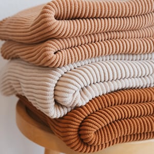 Lumi Living 100% Soft Cotton Textured Raised Stripes Rib Knit Throw Blanket with Tassels image 3