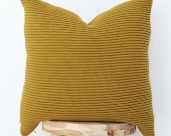 Lumi Living 100% Soft Cotton Raised Stripes Textured Rib Knit Throw Pillow Cover (Multiple Colors Available)