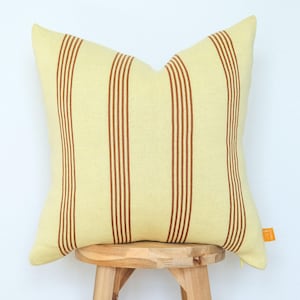 NEW Multi-Stripe Pillow Cover – Soft Citron & Rust