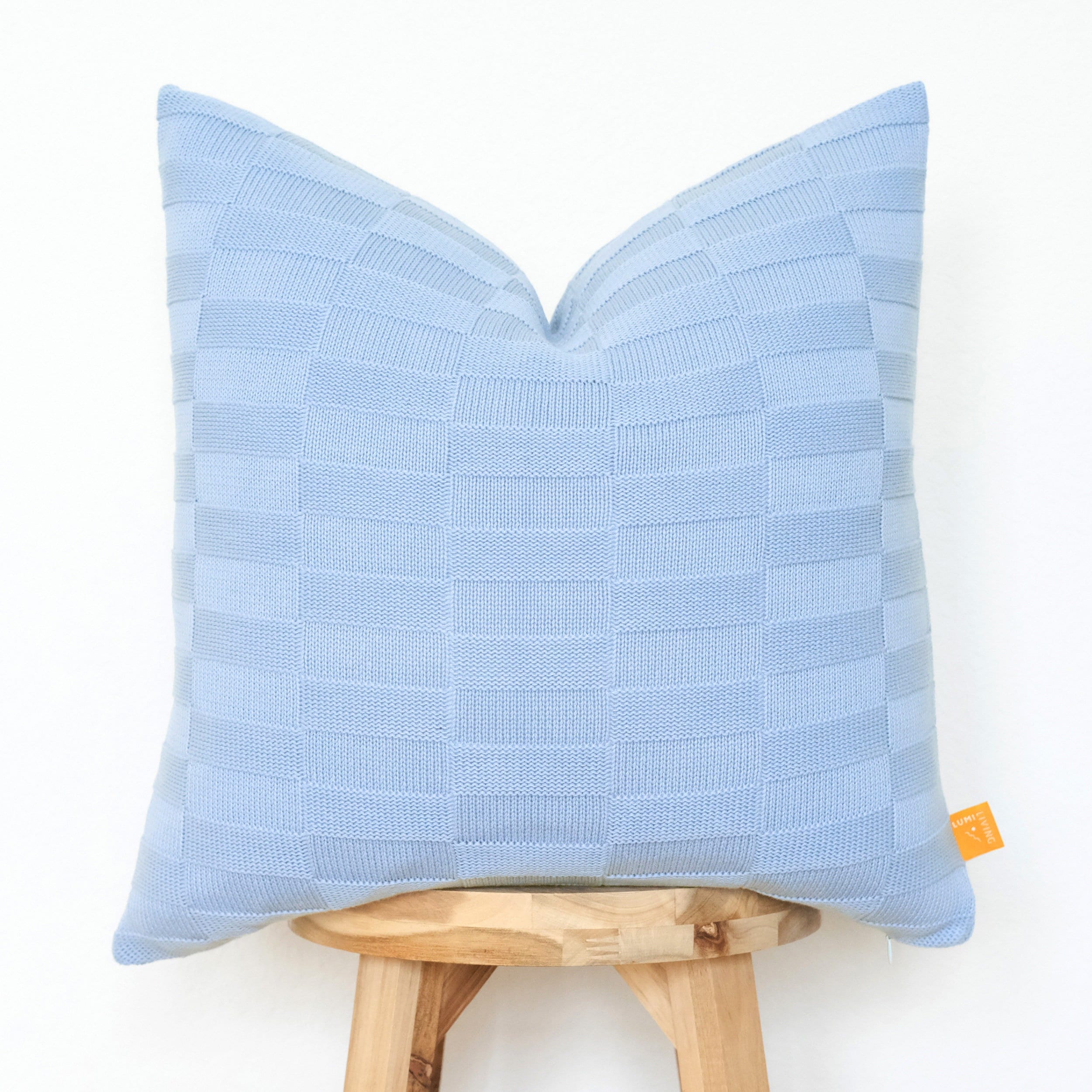 Lumi Living 100% Soft Cotton Knitted Modern Geometric Textured Rectangle Checkers Throw Pillow Cover ( Five Colors Available)