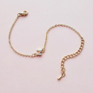 Dainty CZ Initial Bracelet: 18K Gold Plated Letter Jewelry